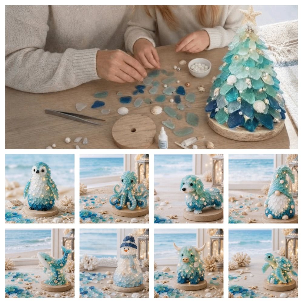 Art Craft Christmas Tree - Layer Sea Glass Sea Glass Christmas
