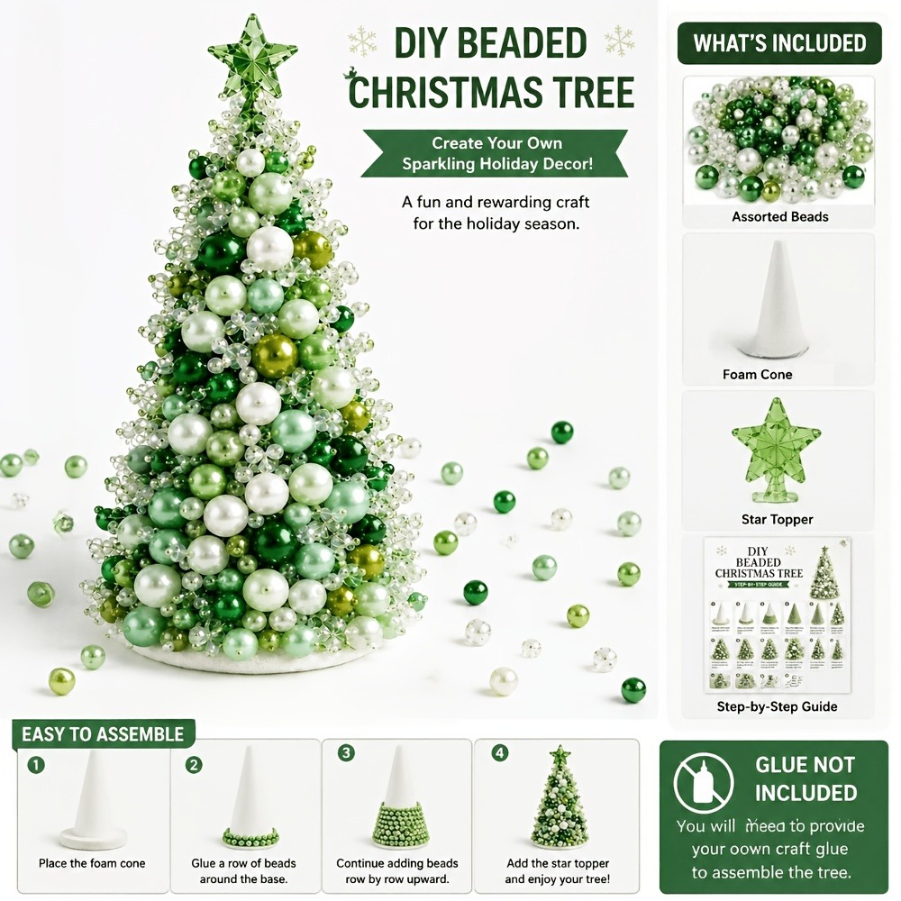 Art Craft Christmas Tree - DIY Beaded Christmas Tree Kit, Handmade