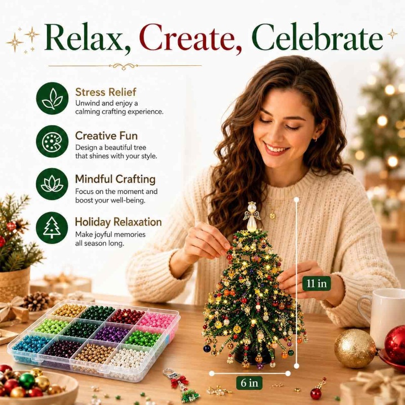 Beaded Christmas Tree Craft Ki - Art Craft Christmas Tree ulasan dan harga