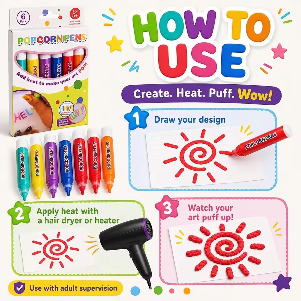 Puffy Popcorn Pen Set, Smooth  - Art Craft Book ulasan dan harga